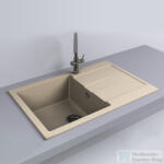 LunArt Arwen 78x50 cm-es öntött gránit mosogató medence szifon nélkül, Sand 5999123000576 (5999123000576)