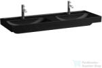 Laufen MEDA 130x46 cm-es falra/bútorra szerelhető dupla mosdó túlfolyó nélkül, matt fekete H8141127161111 (H8141127161111)