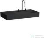 Laufen Kartell By Laufen 90x46 cm-es csiszolt aljú mosdó, bal oldali polccal, 3 csaplyukkal, matt fekete H8183397161581 (H8183397161581)