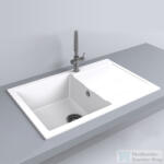 LunArt Arwen 78x50 cm-es öntött gránit mosogató medence szifon nélkül, Pearl white 5999123000583 (5999123000583)