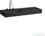 Laufen Kartell By Laufen 120x46 cm-es mosdó, jobb oldali polccal, 3 csaplyukkal, Fényes fekete H8133320201581 (H8133320201581)