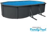 Pontaqua Family Pool ovális 6, 1x3, 6x1, 2 antracit, 0, 4mm PVC fólia, 2 gégecső, szkimmerrel, befúvóval (MSA 214)