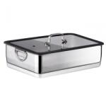 Inoxriv Maxima mély tepsi hőálló üvegfedővel, lehajtható füllel 36x25x8 cm (53106210)