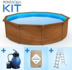 Pontaqua Family Pool KIT WOOD kerek fémfalas családi medence szett 460 x 120 cm (012)