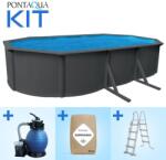 Pontaqua Family Pool KIT ANTRACIT ovális fémfalas családi medence szett 610 x 360 x 120 cm (017)