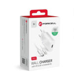 Forcell Type-C 20W 3A hálózati gyors töltőfej + adatkábel - Fehér
