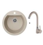 Laveo DAFNE bézs szett álló csappal, helytakarékos szifonnal (SRDA_480T) - gepeszuniverzum