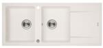 Laveo MEGALO kétmedence csepptálcás fehér mosogató dugókiemelős helytakarékos (SRE_621T)
