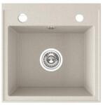 Laveo RINA egymedencés bézs mosogató csaplyukkal, automata dugókiemelős (SRP_410T)