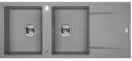 Laveo MEGALO kétmedence csepptálcás szürke mosogató dugókiemelős helytakarékos (SRE_521T)