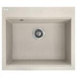 Laveo TAU 6 bézs egymedencés mosogató helytakarékos szifonnal (SRT_410Y) - gepeszuniverzum