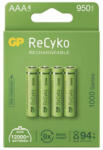 GP Batteries Újratölthető akkumulátor, AAA (HR03), 1, 2 V, 950 mAh, GP, papírdoboz, 4 db, ReCyko
