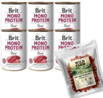 Brit MONO PROTEIN BEEF 6x400g+WILD FARM rulouri de miel 500g gustare pentru câini