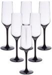 Altomdesign 6 db pezsgőspohár készlet, ALTOMDESIGN, Üveg, 220ml, Átlátszó/fekete (94620541)