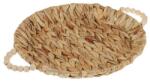 Welora Kerek dekoratív tálca fa gyöngyös fogantyúval, dekorációhoz vagy tálaláshoz, vízijácintból, 35x18x2, 5 cm, bézs színű (JM1236709)