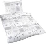 BellaTEX pamut - 140 × 200, 70 × 90 cm - szürke szív patchwork (4264)