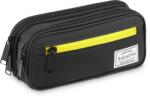 Zagatto Többfunkciós tolltartó, Zagatto®, fekete, sárga belsővel, 2 rekeszes, dupla cipzárral, vízálló, elülső zseb kontrasztos cipzárral, nejlon/poliészter, 22x9x7 cm, ZG850 (ZG850)