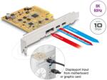 Delock PCI Express x4-kártya - 1 x külső USB Type-C 10 Gbps-es csatlakozóhüvely + 1 x külső USB Type-C 10 Gbps-es (DP váltakozó módú) csatlakozóhüvely (90161)