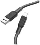 hoco. x69 adatkábel, usb - lightning, 2.4a, 100cm, törésgátló, cipőfűző, fekete/fehér, kompatibilis: Apple iPhone 14 Pro / iPhone 14 Plus / iPhone 14 (X69_USB_LIGHTNING_BW)