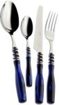 Casa Bugatti Evőeszköz készlet Casa Bugatti, Arianna krómozott, luxus design, elegáns, 6 személyes, prémium anyagú, luxus bemutató doboz, gyöngyház fogantyú, rozsdamentes acél, ezüstözött gyűrű, kék, 24 db (ARC2M-