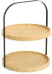 Zeller 2 szintes tálaló állvány, bambusz/fém, 25x33 cm, barna/fekete (ZE-25398)