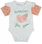 Asti Rövid ujjú baba body szívecskés mintával