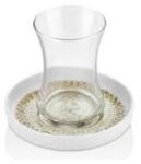 OMS Collection Teáskészlet 12 db, OMS, üveg/porcelán, 150 ml, átlátszó/fehér (OMS-11141)