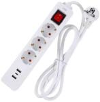 Winningstar 3 az 1 -ben Elosztó, 3-as kapcsolós + 2 x USB + 1 x C-type, 3 m