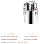  Alkohollepárló, rozsdamentes acél szerkezet, kettős kondenzátoros rendszer, 8 gallon