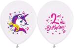  2 éves Unikornis Happy Birthday léggömb, lufi 5 db-os