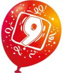  9 éves Happy Birthday léggömb, lufi 6 db-os (25, 4 cm)