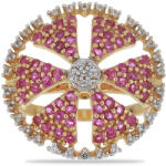  Aranyozott Ezüst Gyűrű - Madagaszkári Rubin és Fehér Topáz - 23mm