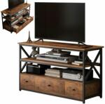  TV szekrény loft komód nappaliba polcokkal fiókokkal 110 cm