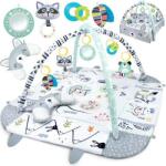 RicoKids Килимче за игра 3в1 с мост за игра и възглавничка - Горски животни - бяло-сиво (7350_)