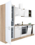 Leziter Yorki 280 konyhablokk sonoma tölgy korpusz, selyemfényű fehér front alsó sütős elemmel alulfagyasztós hűtős szekrénnyel (L280STFH-SUT-AF)