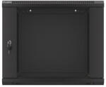 Lanberg 9U Fali Rack Szekrény - 600x600mm, Üvegajtós, Lapraszerelt, Fekete