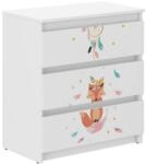  Ifjúsági 3 fiókos Komód - Boho róka - fehér