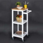  Fa Zsúrkocsi - 3 Polcos - Fehér - Konyhai és Fürdőszobai Tároló