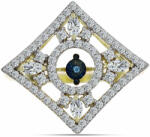  Arannyal Bevont Ezüst Gyűrű Kék Táncoló Gyémánttal és Fehér Topázzal, Y61204/59