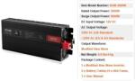  DC/AC inverter, több eszköz töltése, fejlett biztonsági védelem, 3000 W-os LED képernyő