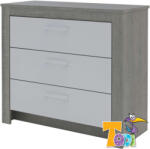  Todi Cube Komód - 3 Fiók - Hamuszürke Tölgy/Fehér