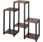 SPRINGOS fém+bútorlap Virágállvány 62x24x80cm - Fekete, Barna (GA0208)