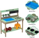 Ginger Home Fa Gyermek Kerti Sárkonyha Tartozékokkal, Kültéri Játék Konyha 80x37x88 cm, Játék Gyerekeknek 3-8 éves korig (2424)
