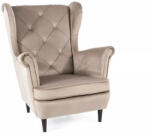SIGNAL MEBLE Lady Velvet Elegáns Füles Fotel Bársony Bézs Steppelt (LADYV40)