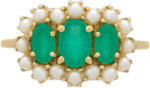  9K Arany Gyűrű Brazil Smaragddal és Édesvízi Gyönggyel