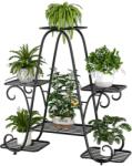  Növényállvány, 6 szintes kivitel, fémszerkezet, fekete