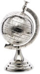 Art-Pol Asztali ezüst földgömb dekoráció fém állványon 26, 5x12, 5x11, 5cm (125515)