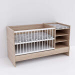 Todi Baby Shop Basic - kombiágy (ágyneműtartóval) sonoma tölgy/bordázott fehér