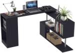  Computer Íróasztal, polcrendszer, 360 ° -ban forgatható, 140 x 39, 5 x 78 cm, fa, fekete