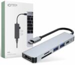 Tech-Protect Докинг станция Tech-Protect USB-C Hub 6in1 v4, от USB C към 1x USB C, 2x USB A, 1x HDMI, 1x SD/MicroSD четец на карти, сива (THP809GRY / 55150)